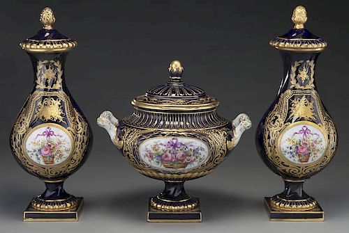 3 Pc. 19th C. French porcelain garniture set