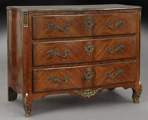 18th C. French bronze mounted 3-drawer commode