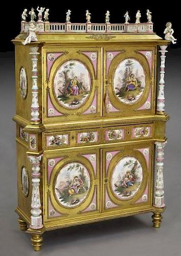 German Renaissance Revival KPM mounted cabinet,