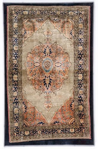 Antique Silk Kashan Rug: 1'11'' x 3'