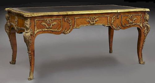 Louis XV style bronze mounted bureau plat,