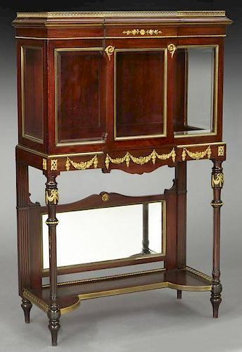 French mahogany vitrine cabinet with bronze mounts