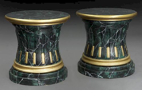 Pr. Louis XVI style carved wood pedestals with