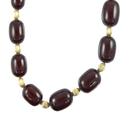 VINTAGE CHALCEDONY BEADED NECKLACE