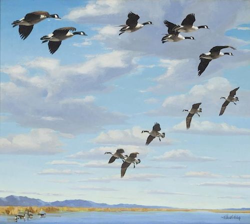 Richard E. Bishop (1887-1975) Circling In - Canada Geese