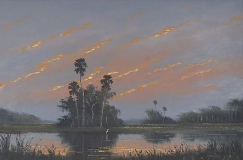 Harold Newton (1934-1994) Florida Sunset Landscape