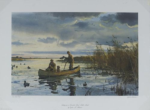 Ogden M. Pleissner (1905-1983) Setting Up on Horseshoe Pond - Delta  Marsh