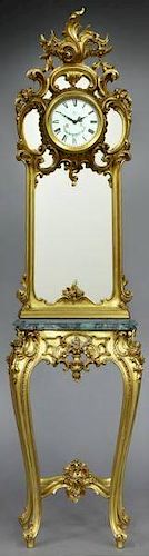 Italian Rococo style gilded console and mirror