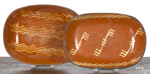 Two Pennsylvania redware loaf dishes, 19th c.