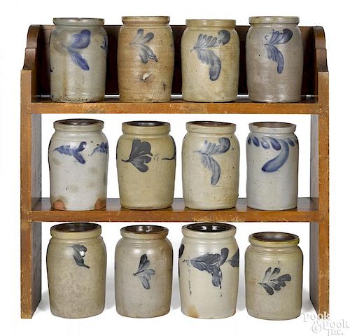 Collection of twelve Pennsylvania stoneware crocks