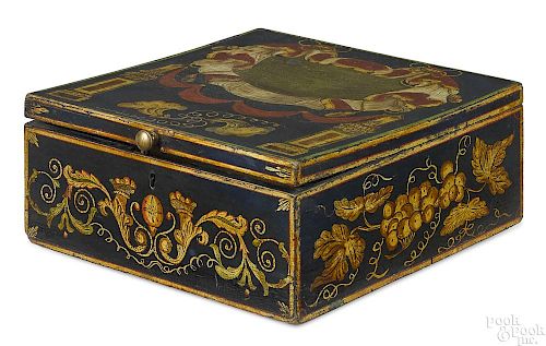 New England painted basswood box, 19th c.