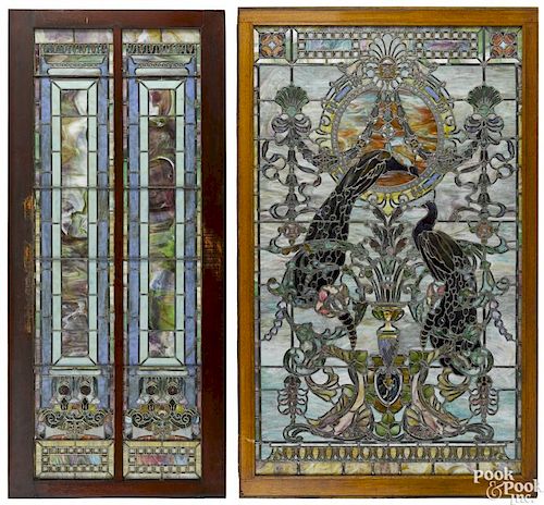 Stained glass window and sliding door, ca. 1900