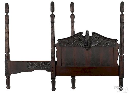 Empire revival carved mahogany bed, 19th c.