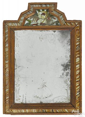 Pine courting mirror, mid 18th c.