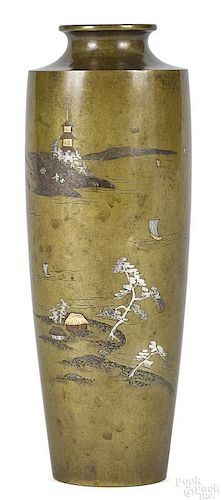 Japanese Meiji period mixed metal vase
