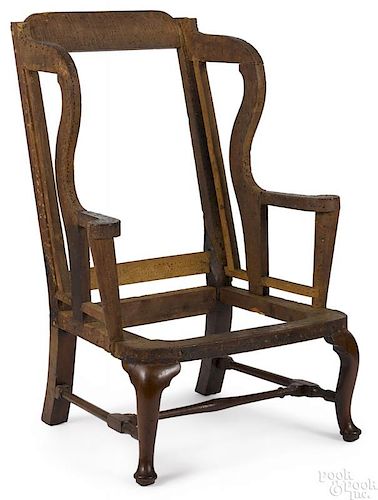 Queen Anne walnut wing chair, ca. 1760.