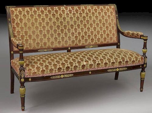 19th C. French Empire bronze mounted loveseat