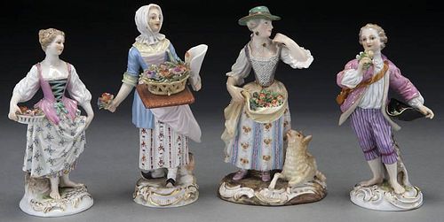 (4) Meissen porcelain figures