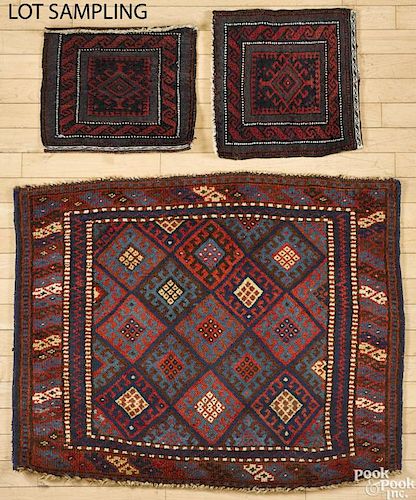Six Oriental mats and bagfaces, early 20th c.
