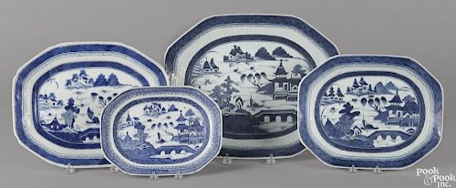 Four Chinese export porcelain platters