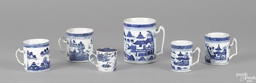 Six Chinese export porcelain Canton mugs