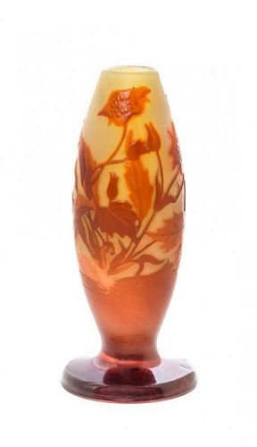 A Galle Cameo Glass Vase, Height 5 3/8 inches.