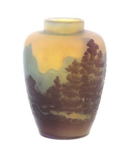 A Galle Cameo Glass Vase, Height 4 5/8 inches.
