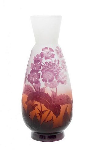 A Galle Cameo Glass Vase, Height 10 1/8 inches.