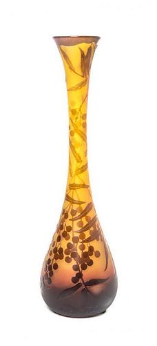 A DArgental Cameo Glass Vase, Height 11 inches.