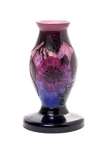 An Andre Delatte Cameo Glass Vase, French (1887-1953), Height 6 inches.