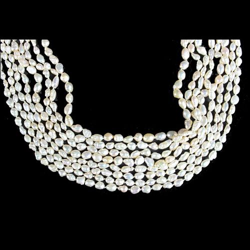 (8) EIGHT BEADED CULTURED PEARL NECKLACE
