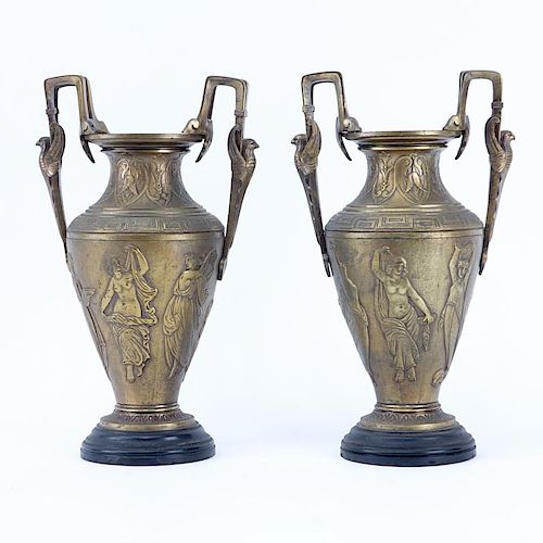 Pair of Gilt Bronze Neoclassical Style Urns