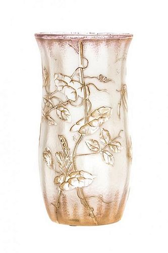 A St. Denis Cameo Glass Vase, Height 10 inches.