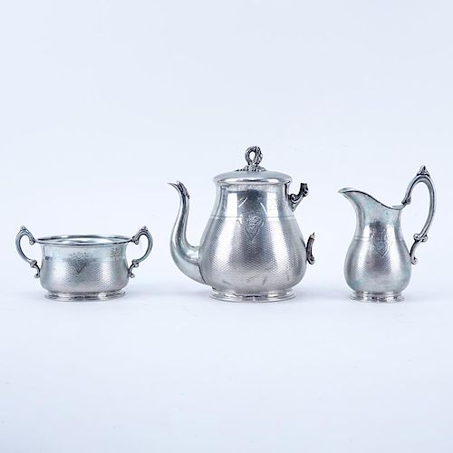 Three (3) Piece German Silver Tea Set