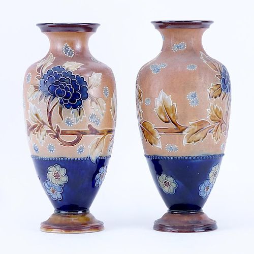 Pair of Royal Doulton Slaters Pottery Vases