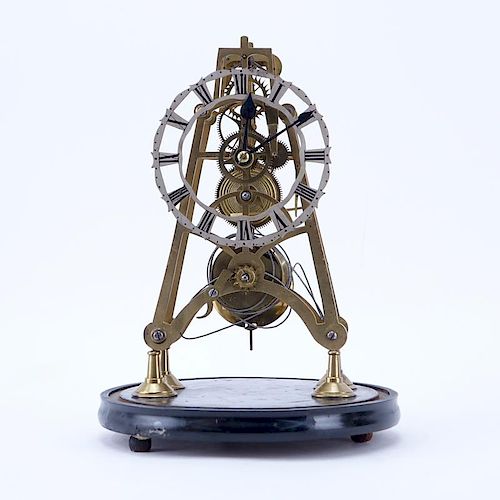 Antique Gilt Brass Skeleton Clock
