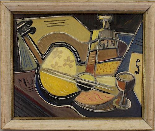 American School, 20th C. Cubist Abstract "Gin"