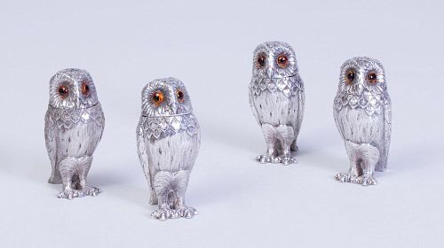 TIFFANY & CO. STERLING SILVER OWL-FORM CASTERS