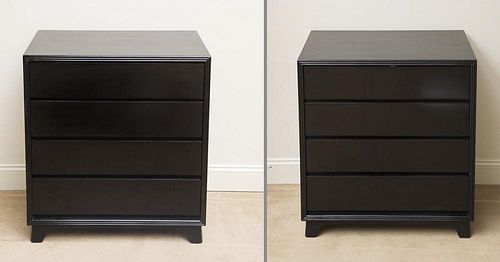PAIR OF BLACK LACQUER CHESTS