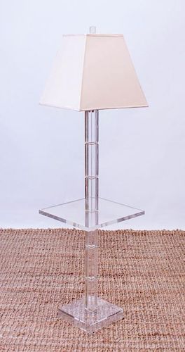 LUCITE FLOOR LAMP TABLE