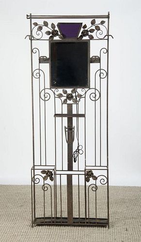 ART DECO STYLE WROUGHT-IRON AND MIRROR HALL STAND