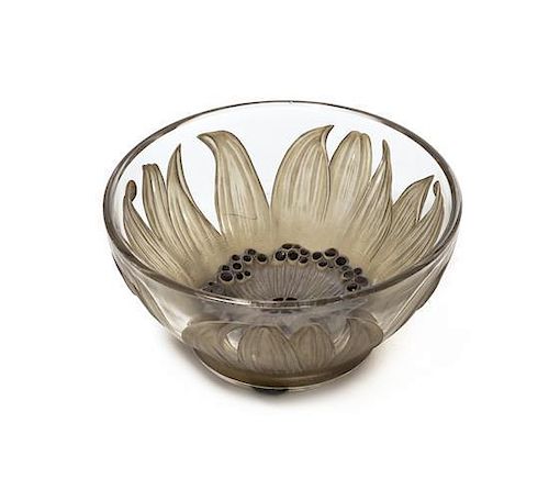 A Rene Lalique Molded and Frosted Glass Bowl, Diameter 4 1/2 inches.