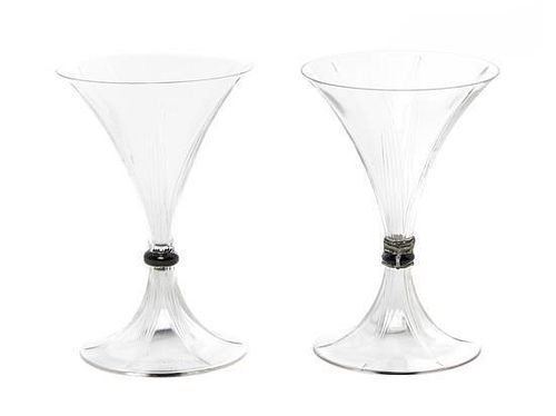 Two Rene Lalique Glass Stems, Height 5 1/2 inches.