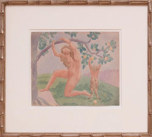 GASTON HENRI TOUSSANT (1872-1946): FIGURES IN AN ORCHARD; AND WOMAN WITH A LYRE