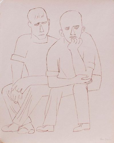 AFTER BEN SHAHN (1898-1969): TWO SEATED MEN