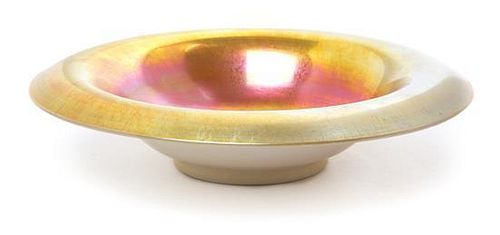 A Steuben Gold Aurene and Calcite Bowl, Diameter 10 1/8 inches.