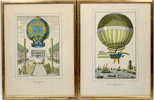 A Pair of Engravings with Hand Coloring Height 17 x width 13 inches (framed).
