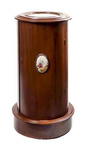 * An Austrian Empire Style Pedestal Cabinet Height 28 1/4 x diameter of top 15 inches.