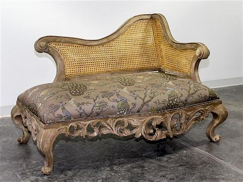 A Chaise Longue Height 34 1/2 x width 52 x depth 29 1/2 inches.