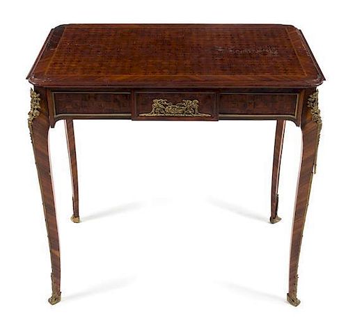 * A Louis XVI Style Parquetry Table Height 29 3/4 x width 31 x depth 20 inches.